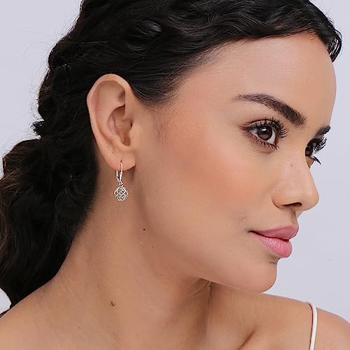 Lecalla 925 Sterling Silver Italian Lightweight Earrings for Teen Women 8mm