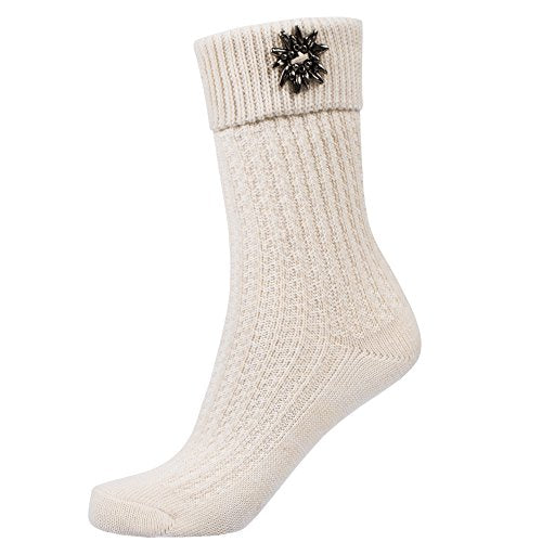 Traditional Socks with Enzian Flower White Size 44
