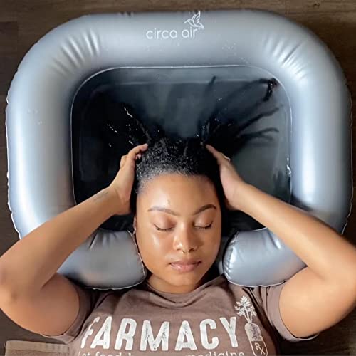 CIRCA AIR Inflatable Sink For Locs - Inflatable Hair Washing Basin For Locs. Portable Shampoo Bowl To Wash Hair In Bed For Elderly, Kids, Bedridden Too, Comfortable Loc Detox Tub with Pillow