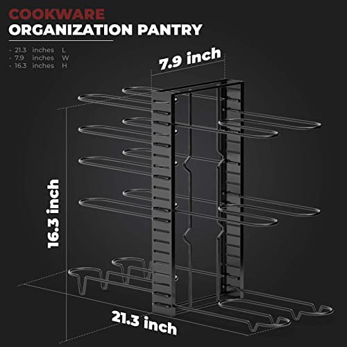 Vdomus Pot Rack Organizer Black Adjustable Height 8 Pots Holder