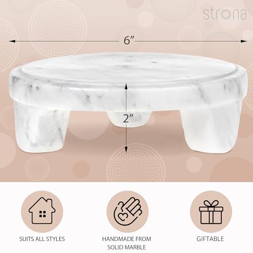 Strona 6 Inch Round Marble Riser for Kitchen Counter Decor Marble Decor