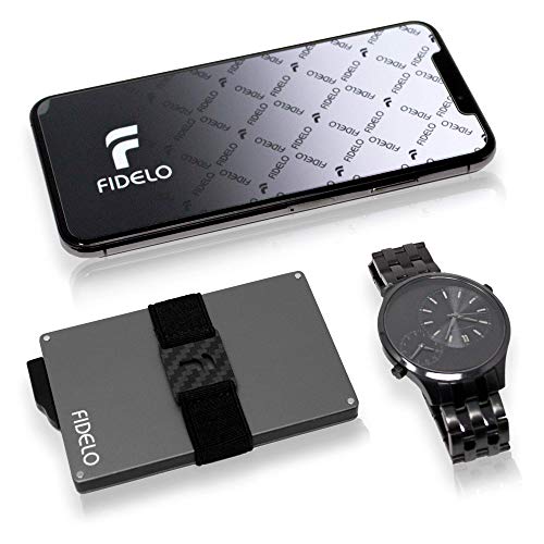 Fidelo Minimalist Wallet Slim Rfid Credit Card Holder Grey