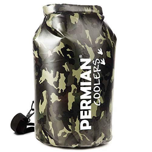 Permian Portable Cooler Bag Roll Top Green Camouflage Floating Cooler Kayaking