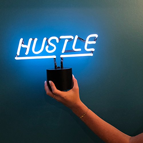 Amped Co Hustle Neon Sign 12x8 White Led Desk Table Light