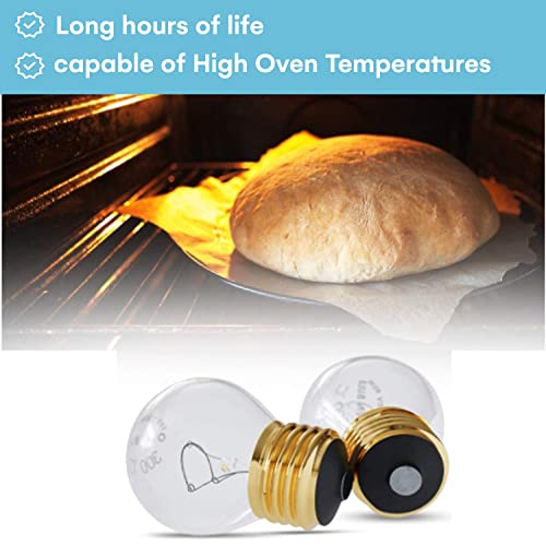 40W Oven Bulb Replacement - High Temp, 400 Lumen, E27/E26 Socket - G45 Clear Bulb for Stove, Microwave, Refrigerator - 2 Pack