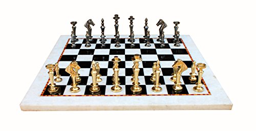 Stonkraft Collectible White & Black Marble Chess Board Set 15 Inches