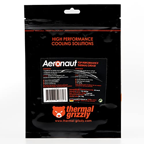 Thermal Grizzly - Aeronaut - High Performance Thermal Paste - Cooling and Mute Heat Sink Paste for CPU (All Kinds of Them) and Graphics Card Coolers (7.8 Gram)