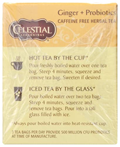 Celestial Seasonings Ginger & Probiotics Herbal Tea 20 CT