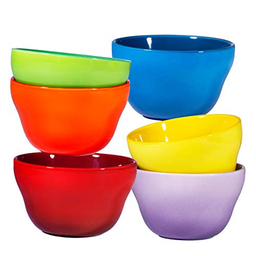 Bruntmor 8 Oz Ceramic Dessert Bowl Set of 6 Gradient Colors 8 Ounces
