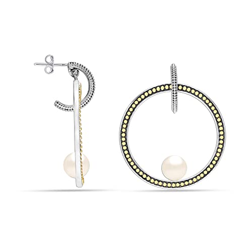 Lecalla 925 Sterling Silver Circle Caviar With Hoop Earrings for Women Teen