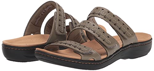 Clarks Laurieann Cove Flat Sandal Olive Leather 7 Medium Pair of Shoes