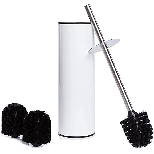 Bamodi Toilet Brush Set Stainless Steel 3 Heads Hideaway Design Cleaning White