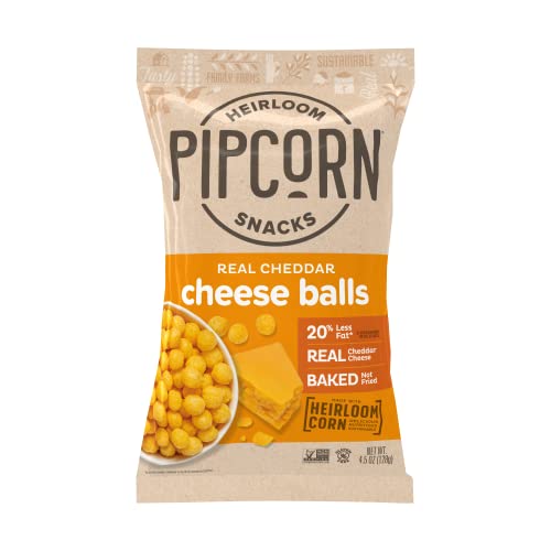Pipcorn Heirloom Cheddar Cheese Balls 4.5oz Organic Non Gmo Gluten Free