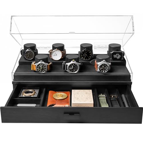 The Collector Pro Watch Display Case for 7 Watches Wooden Mens Lifetime Assurance