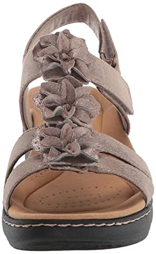 Clarks Women's Merliah Sheryl Heeled Sandal, Black Textile/Leather Combi, 8.5 Narrow