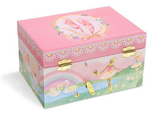 Jewelkeeper Girls Music Box Ballerina Rainbow Gold Design Swan Lake Tune