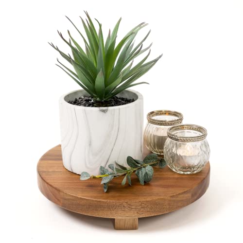 Kurrajong Farmhouse 9 Inch Wide Round Pedestal Riser Board Display Stand Plant Holder