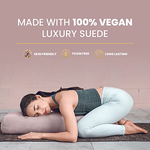 AJNA Yoga Bolster Pillow - Luxurious 100% Organic Vegan Suede - Yoga Bolster for Restorative Yoga - Rectangular Yoga Pillow with Carry Handle - Machine Washable Cover