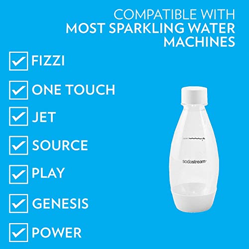 SodaStream 16.9 Oz / 0.5 Liter White Carbonating Bottles 2-Pack for Source & Genesis Soda Makers - Lasts Up to 3 Years!
