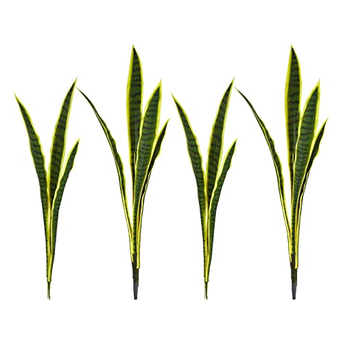 Velener Artificial Snake Plant Stems, Set of 4, 47" & 40" - Tall Faux Agave Sansevieria Stems Unpotted Plant for Bedroom, Living Room, Indoor, Outdoor, Office Desk Décor & Floor Decorations