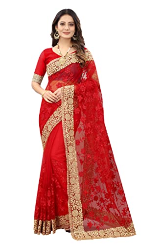 Craftstribe Net Saree Work Sari With Unstitched Blouse