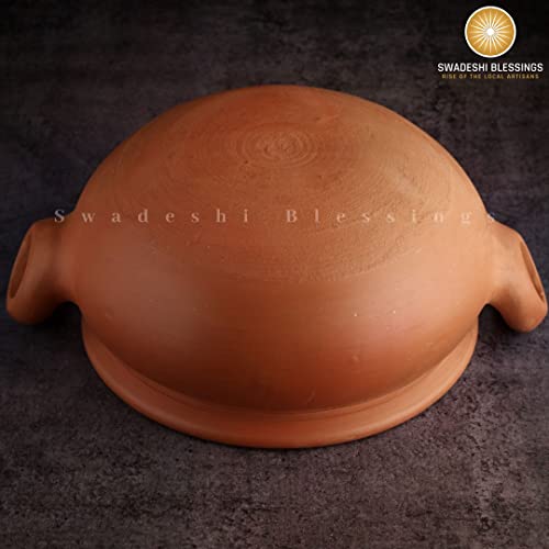 Unglazed Clay Cooking Pot With Lid 2 Liters Mirror Shine Finish