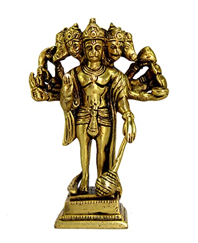 Esplanade Brass Panchmukhi Hanuman Anjaneya Pavan Statue 6.5 Inch