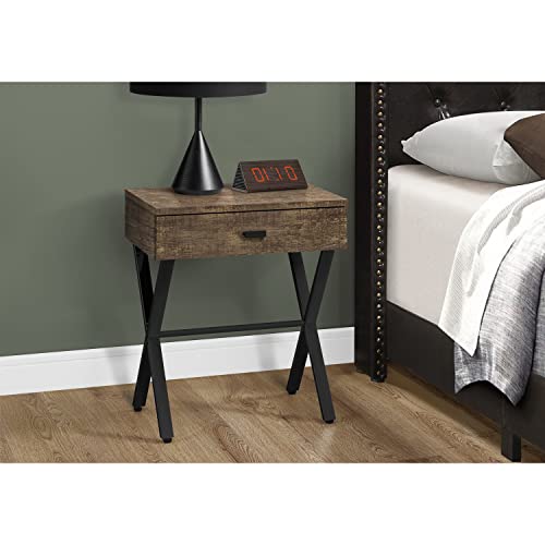 Monarch Specialties TABLE-24 H/BROWN RECLAIMED WOOD/BLACK METAL ACCENT, END TABLE, NIGHT STAND