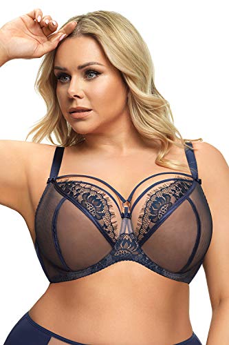 Gorsenia K496 Women's Paradise Navy Blue Underwired Full Cup Bra 40D