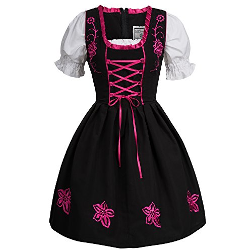 Gaudi-Leathers Women's Set-3 Dirndl Pieces Embroidery 34 Pink/Black