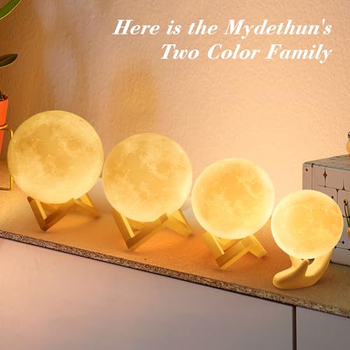 Mydethun Moon Lamp Home Décor for Kids Women 4.7 Inch White & Yellow