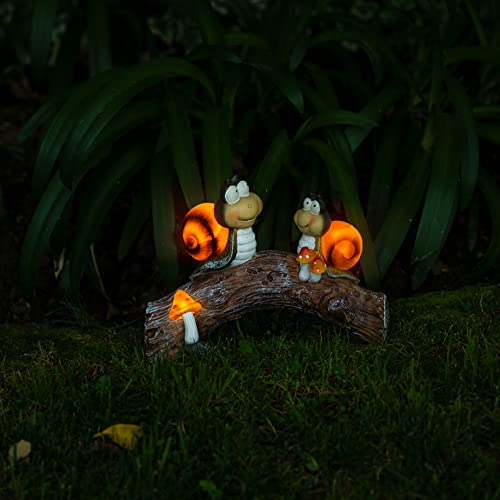 VP Home Snails on a Log Solar Powered LED Outdoor Decor Garden Light