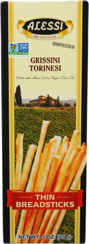 Alessi Imported Breadsticks Thin Autentico Italian Crispy Bread Sticks 3 Ounce