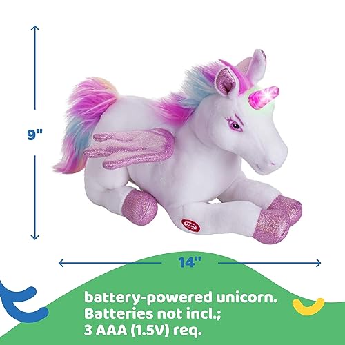 Dazmers Unicorn Stuffed Animal Toy With Magical Lights and Sounds Pink