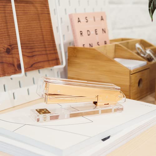 Gold Stapler for Desk - Cute Stapler for Office - Clear Acrylic Stapler - Desktop Designer Stapler - Elegant Desk Accessory, Trendy Novalty Stapler - Pretty Office Space - Lucite, Large Office Stapler