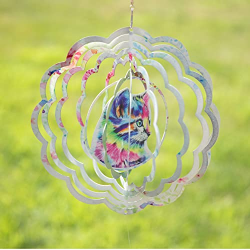 VP Home Colorful Cat Wind Spinner Outdoor Metal Garden Art Sculpture