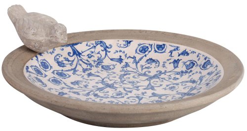 Esschert Design Usa Ceramic Birdbath Blue White
