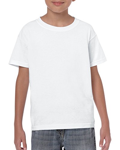 Gildan Youth Heavy Cotton T-Shirt, Style G5000B, 2-Pack, White, Small