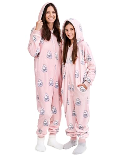 The Big Softy Adult Onesie Pajamas for Women Teen Pjs Pink Sloths Adult Medium