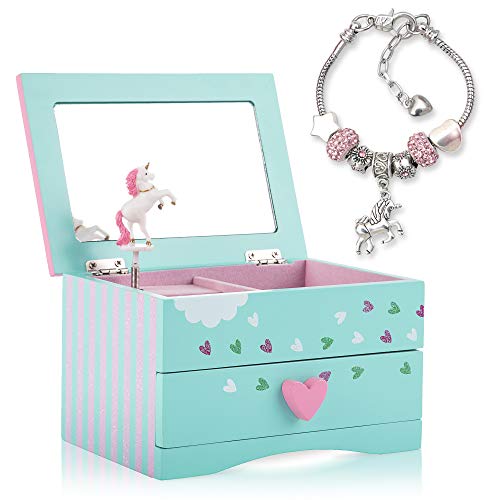 Amitié Lane Unicorn Jewelry Box For Girls - Mint