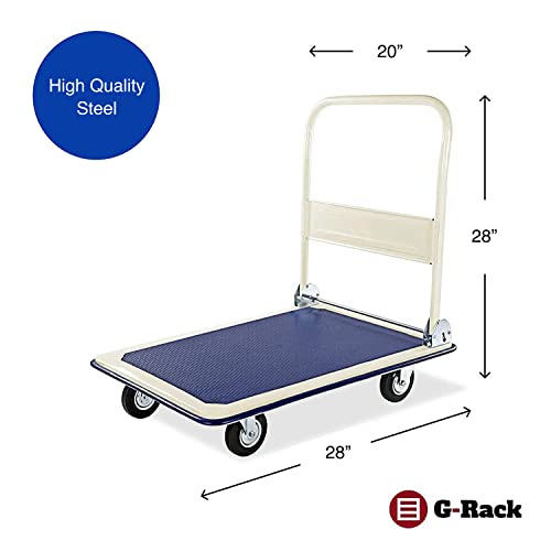 Heavy Duty Folding Industrial Platform Trolley - Foldable Trolley on Wheels for Moving, Loading, Delivery and Removal of Heavy Items With Anti Puncture Tyres and 330 LB Load Capacity - 5 Year Warranty