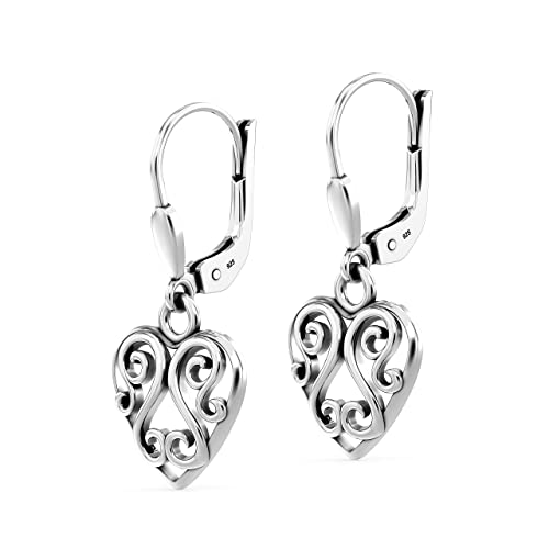 LeCalla Sterling Silver Antique Love Earrings for Women Teen