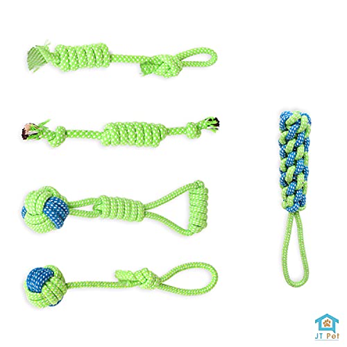 Neon Green/Blue Dog Rope Toys for Small and Medium Dogs Pack of 5