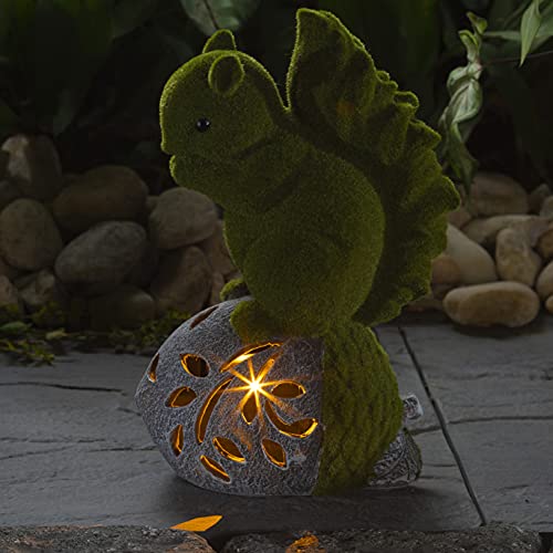 Vp Home Flocked Squirrel With Glowing Acorn Solar Powered Led Outdoor Garden