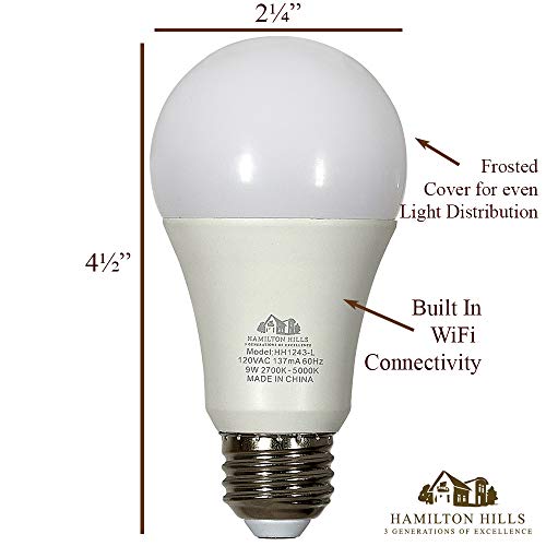 Hamilton Hills Led Smart Bulb Dimmable A19 E26 Smart Home Certified