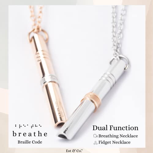 Est&co Anxiety Breathing Necklace for Women Mindful Calming and Relief Rose Gold