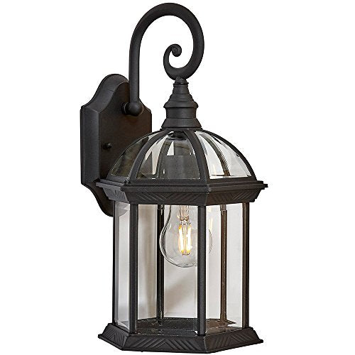 Hamilton Hills Classical Outdoor Wall Mount Black Metal Clear Glass 2700k Bulb