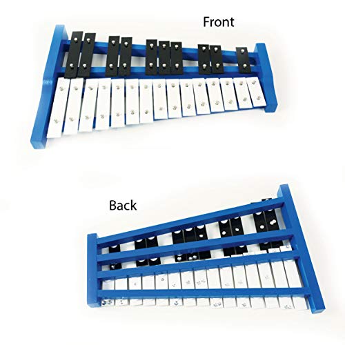 Professional Blue Wooden Soprano Glockenspiel Xylophone with 25 Metal Keys for Adults & Kids - Includes 2 Plastic Beaters