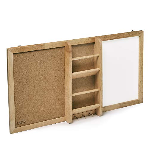 Prosumer's Choice Magnetic Whiteboard & Corkboard Combination, Combo Dry Erase White Board & Cork Board, Message Board with Key and Mail Organizer, Perfect for Office & Home & Kitchen | Bulletin Board