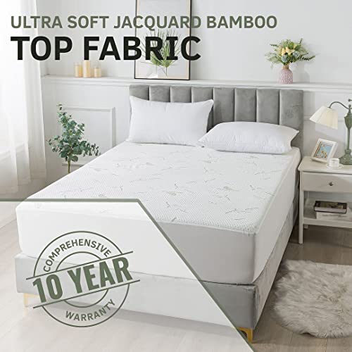SlumberOwl Premium Bamboo Mattress Protector – 100% Waterproof, Cooling & Ultra Soft Mattress Cover (Split Top King)